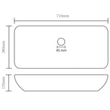 Lavabo Lusso Rettangolare Grigio Chiaro Opaco 71x38 cm Ceramica