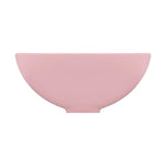 Lavandino Lusso Rotondo Rosa Opaco 32,5x14 cm in Ceramica