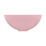 Lavandino Lusso Rotondo Rosa Opaco 32,5x14 cm in Ceramica