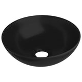 Lavandino da Bagno in Ceramica Nero Opaco Rotondo