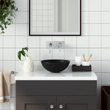 Lavandino da Bagno in Ceramica Nero Opaco Rotondo