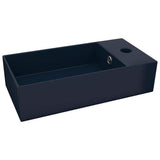 Lavandino con Troppopieno in Ceramica Blu Scuro