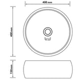 Lavandino Lusso Rotondo Bianco Opaco 40x15 cm in Ceramica