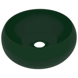 Lavandino Lusso Rotondo Verde Scuro Opaco 40x15 cm in Ceramica