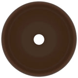 Lavandino Lusso Rotondo Marrone Scuro Opaco 40x15cm in Ceramica