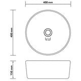 Lavandino Lusso Rotondo Bianco Opaco 40x15 cm in Ceramica