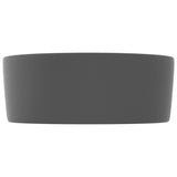 Lavandino Lusso Rotondo Grigio Scuro Opaco 40x15 cm in Ceramica
