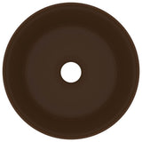 Lavandino Lusso Rotondo Marrone Scuro Opaco 40x15cm in Ceramica