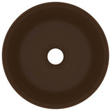Lavandino Lusso Rotondo Marrone Scuro Opaco 40x15cm in Ceramica