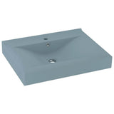 Lavandino con Foro Rubinetto Azzurro Opaco 60x46 cm in Ceramica