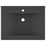 Lavabo con Foro Rubinetto Grigio Scuro Opaco 60x46 cm Ceramica