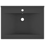 Lavabo con Foro Rubinetto Grigio Scuro Opaco 60x46 cm Ceramica