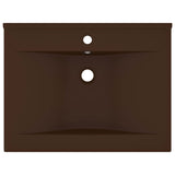 Lavabo con Foro Rubinetto Marrone Scuro Opaco 60x46cm Ceramica