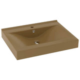 Lavandino con Foro Rubinetto Crema Opaco 60x46 cm in Ceramica