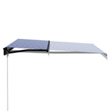 Tenda da Sole Retrattile Manuale con LED 300x250cm Blu e Bianco