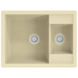 Lavello da Cucina Doppio con Foro Troppopieno Beige in Granito