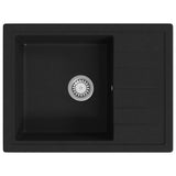 Lavello da Cucina con Foro Troppopieno Ovale Nero in Granito