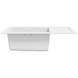 Lavello da Cucina con Foro Troppopieno Ovale Bianco in Granito