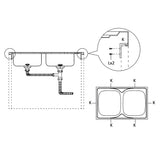 Lavello Cucina Doppia Vasca 1200x500x155mm Argento Acciaio Inox