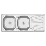 Lavello da Cucina Doppia Vasca Argento 1200x600x155 mm Acciaio