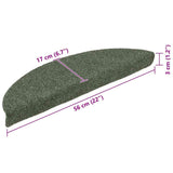 Tappetini per scale autoadesivi 15 pz 56x17x3 cm verdi semicircolari