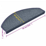 Tappetini per scale 15 pz 65x24x4 cm Grigio scuro e blu Semicircolari Grandi