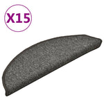 Tappetini per scale 15 pz 56x17x3 cm Grigio scuro Semicircolari