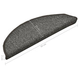 Tappetini per scale 15 pz 56x17x3 cm Grigio scuro Semicircolari