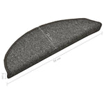 Tappetini per scale 15 pz 56x17x3 cm Grigio scuro Semicircolari