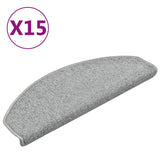 Tappetini per scale 15 pz 65x24x4 cm Grigio chiaro Semicircolari Grandi