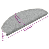 Tappetini per scale 15 pz 65x24x4 cm Grigio chiaro Semicircolari Grandi