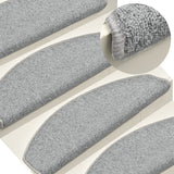 Tappetini per scale 15 pz 65x24x4 cm Grigio chiaro Semicircolari Grandi