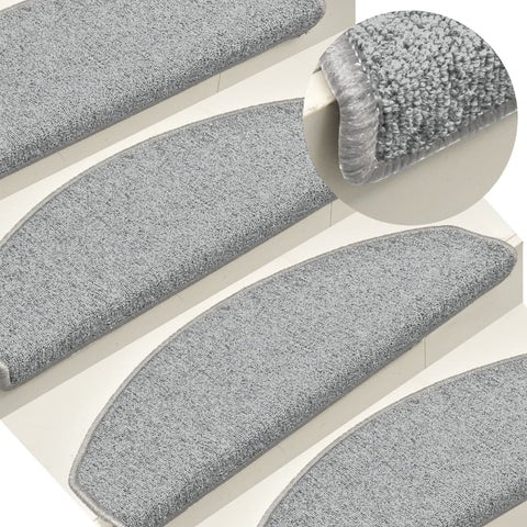 Tappetini per scale 15 pz 65x24x4 cm Grigio chiaro Semicircolari Grandi