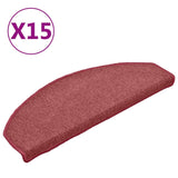 Tappetini per scale 15 pz 65x24x4 cm Bordeaux Semicircolari Grandi