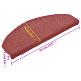 Tappetini per scale 15 pz 65x24x4 cm Bordeaux Semicircolari Grandi