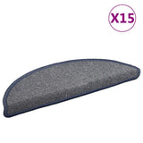 Tappetini per scale 15 pz 56x17x3 cm grigio chiaro e blu semicircolari