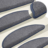 Tappetini per scale 15 pz 56x17x3 cm grigio chiaro e blu semicircolari