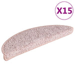 Tappetini per scale 15 pz 56x17x3 cm rosa chiaro semicircolari
