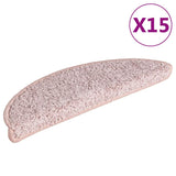 Tappetini per scale 15 pz 56x17x3 cm rosa chiaro semicircolari