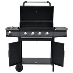 Barbecue e Griglia a Gas 4+1 Fornelli Nero in Acciaio