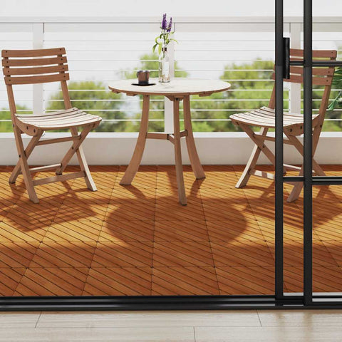 Piastrelle Esterni 10 pz 30x30 cm in Legno Massello di Acacia