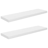 Scaffali a Parete 2 pz Bianco Lucido 90x23,5x3,8 cm in MDF