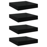 Scaffali a Parete 4 pz Nero Lucido 23x23,5x3,8 cm in MDF