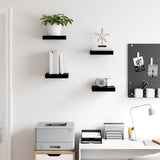 Scaffali a Parete 4 pz Nero Lucido 23x23,5x3,8 cm in MDF