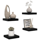 Scaffali a Parete 4 pz Nero Lucido 23x23,5x3,8 cm in MDF