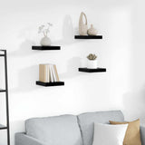 Scaffali a Parete 4 pz Nero Lucido 23x23,5x3,8 cm in MDF