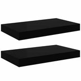 Scaffali a Parete 2 pz Nero Lucido 40x23x3,8 cm in MDF