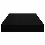 Scaffali a Parete 2 pz Nero Lucido 40x23,5x3,8 cm in MDF
