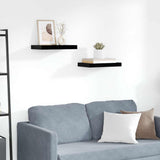 Scaffali a Parete 2 pz Nero Lucido 40x23,5x3,8 cm in MDF