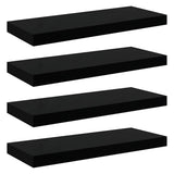 Scaffali a Parete 4 pz Nero Lucido 60x23,5x3,8 cm in MDF